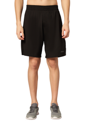 TRUEVINTO Men's Black Knit Shorts, Elastic Waistband, 50 cm Length
