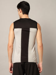 TRUEVINTO Men's Sleeveless Muscle T-Shirt, Grey & Black L