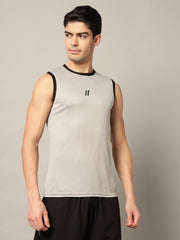 TRUEVINTO Men's Sleeveless Muscle T-Shirt, Grey & Black S