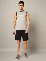 TRUEVINTO Men's Sleeveless Muscle T-Shirt, Grey & Black L