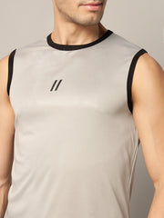 TRUEVINTO Men's Sleeveless Muscle T-Shirt, Grey & Black L