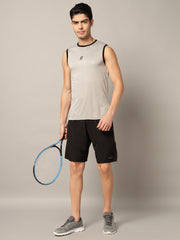 TRUEVINTO Men's Sleeveless Muscle T-Shirt, Grey & Black S