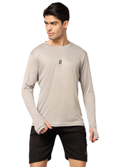 Men Solid Round Neck Polyester Grey T-Shirt