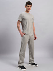 Co-ord set Round Neck Cotton Half sleeves with Lower | Tracksuit For Men - Light Grey