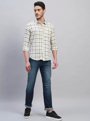 TRUEVINTO Menâs Cotton Checkered Full Sleeve Casual Shirt Regular Fit