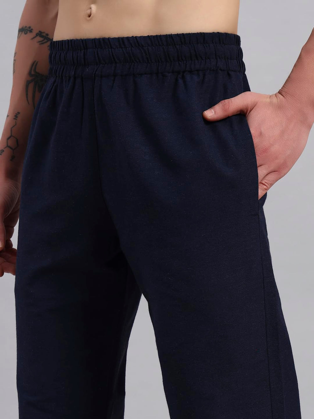 TRUEVINTO Men’s Cotton Regular Fit Pyjama Bottoms with Secure Zip Pocket | Breathable Microfibre Lounge Pants | Elasticated Waistband 28–36 Inch Waist