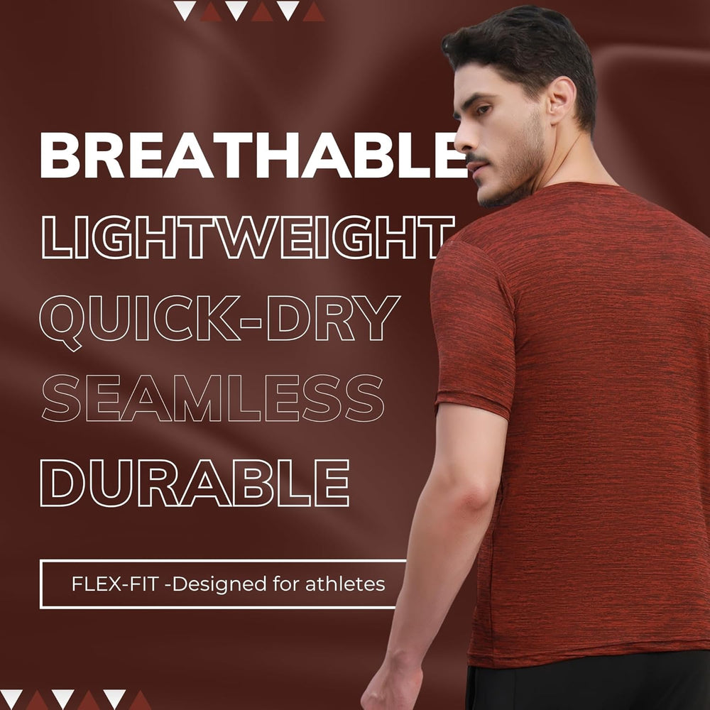 TRUEVINTO Men's Quick Dry Half Sleeve Gym T-Shirt ,Lightweight Crew Neck Activewear for Workout, Running, Training