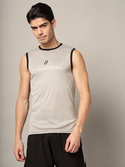 TRUEVINTO Men's Sleeveless Muscle T-Shirt, Grey & Black S
