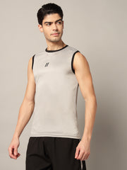 TRUEVINTO Men's Sleeveless Muscle T-Shirt, Grey & Black S