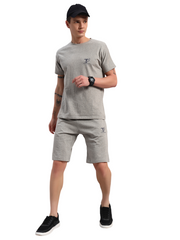 Co-Ord Set Round Neck Cotton Half Sleeves T-Shirt With Shorts | Tracksuit For Men - Light Grey