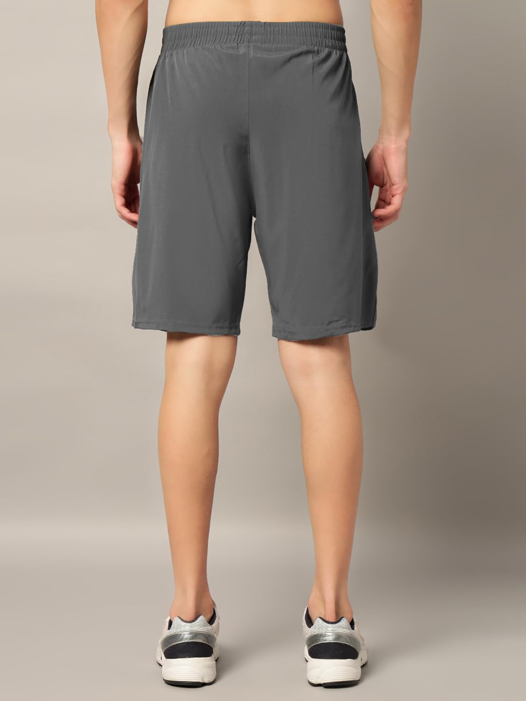 TRUEVINTO Men's Olive Green Knit Shorts, Elastic Waistband, 50 cm Length