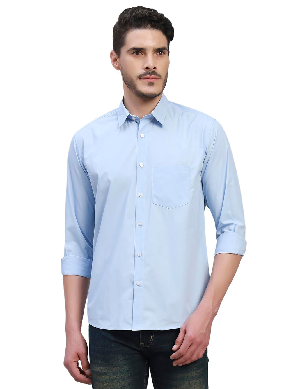 TRUEVINTO Men's Solid Cotton Shirt, Casual Plain Full Sleeve - Regular Fit Men Stylish Shirt Everyday Formal Wear