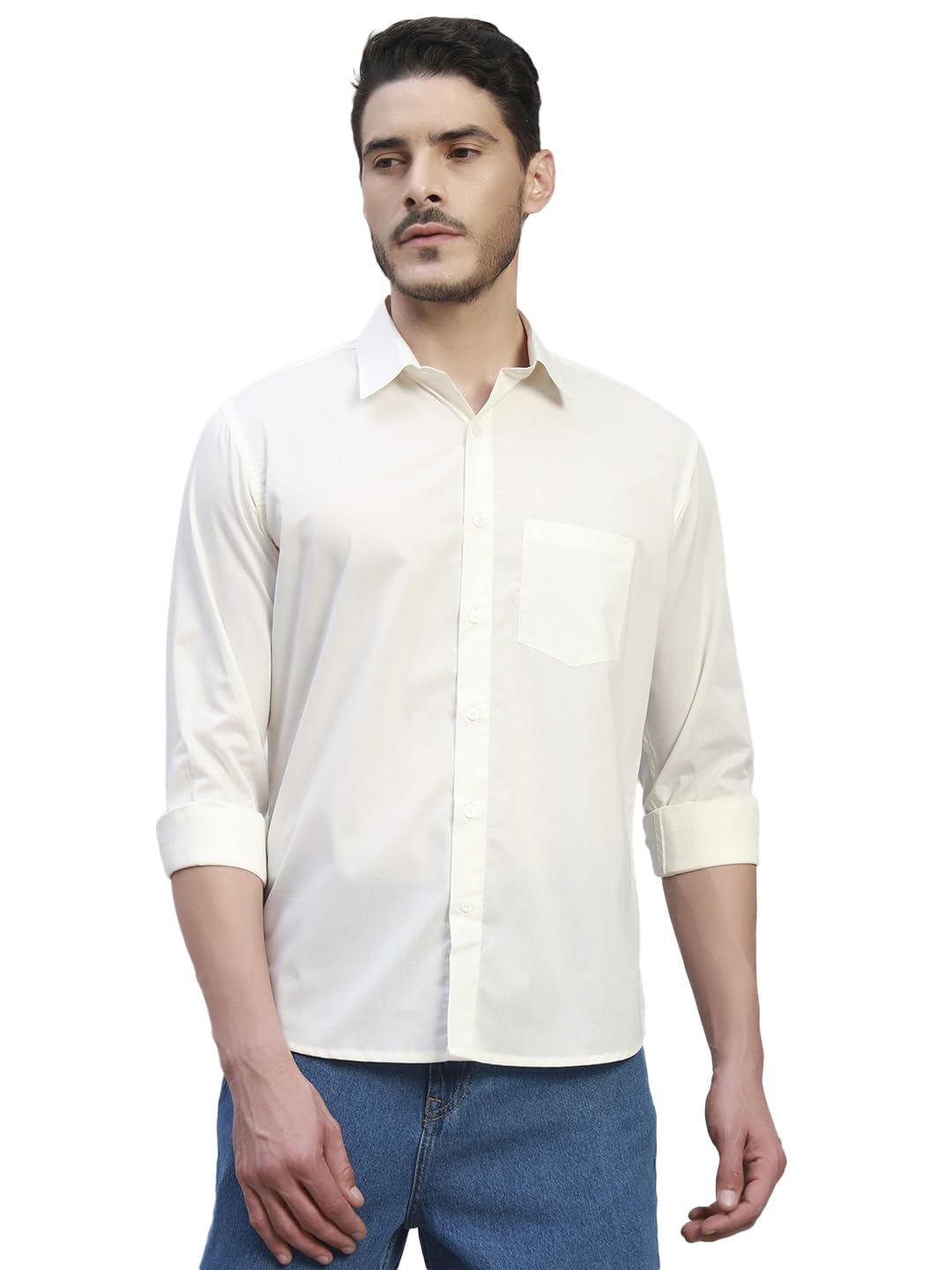Men's Solid Cotton Shirt, Casual Plain Full Sleeve - Regular Fit Men Stylish Shirt Everyday Formal Wear