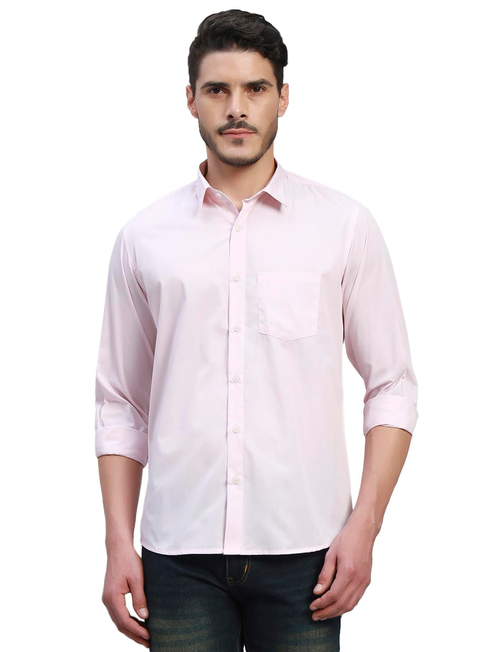 TRUEVINTO Men's Solid Cotton Shirt, Casual Plain Full Sleeve - Regular Fit Men Stylish Shirt Everyday Formal Wear