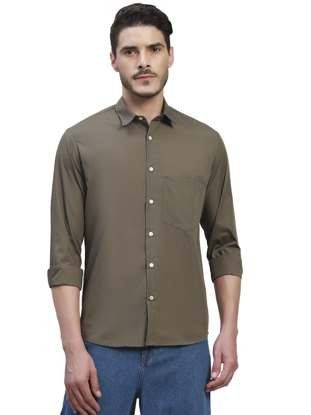 Men's Solid Cotton Shirt, Casual Plain Full Sleeve - Regular Fit Men Stylish Shirt Everyday Formal Wear