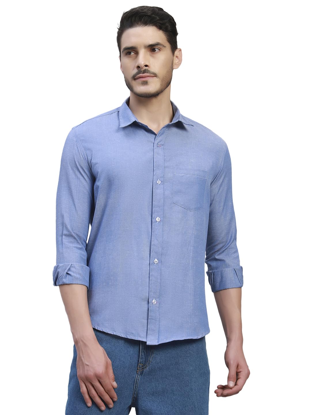 Men's Solid Cotton Shirt, Casual Plain Full Sleeve - Regular Fit Men Stylish Shirt Everyday Formal Wear