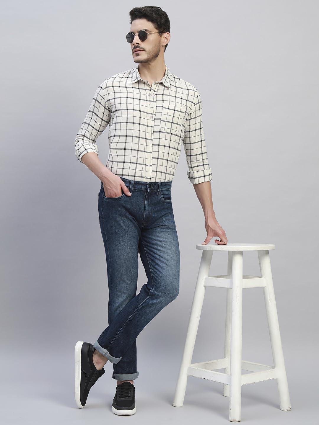 TRUEVINTO Men's Cotton Checkered Full Sleeve Casual Shirt Regular Fit