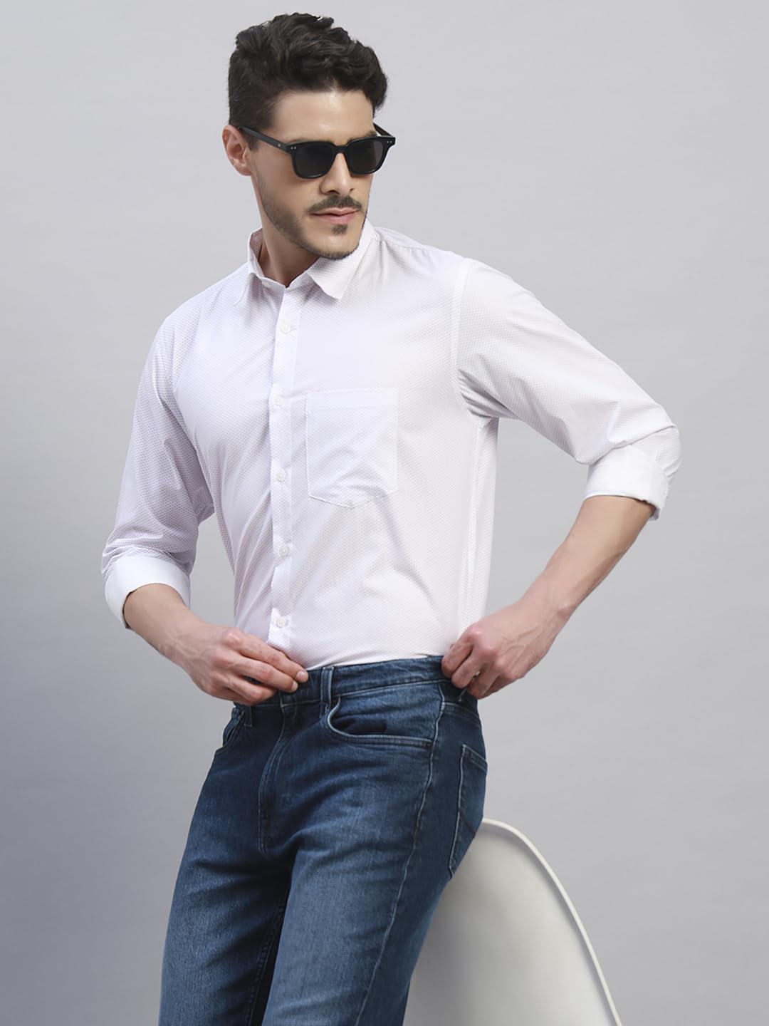 TRUEVINTO Men's Cotton Printed Casual Full Sleeve Shirt Regular Fit Summer Stylish Everyday Wear