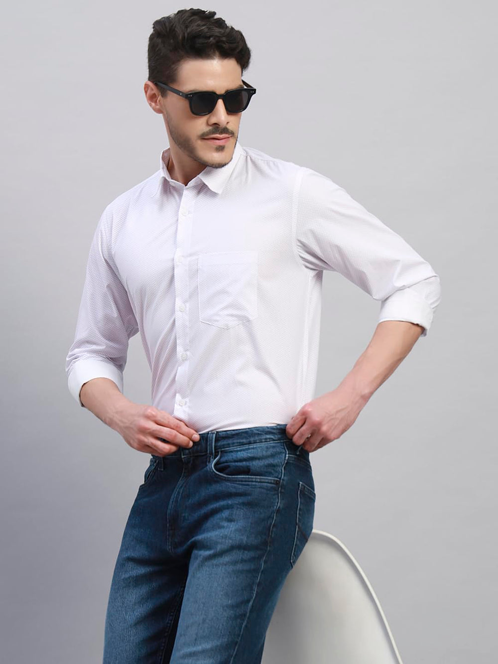 TRUEVINTO Men's Cotton Printed Casual Full Sleeve Shirt Regular Fit Summer Stylish Everyday Wear