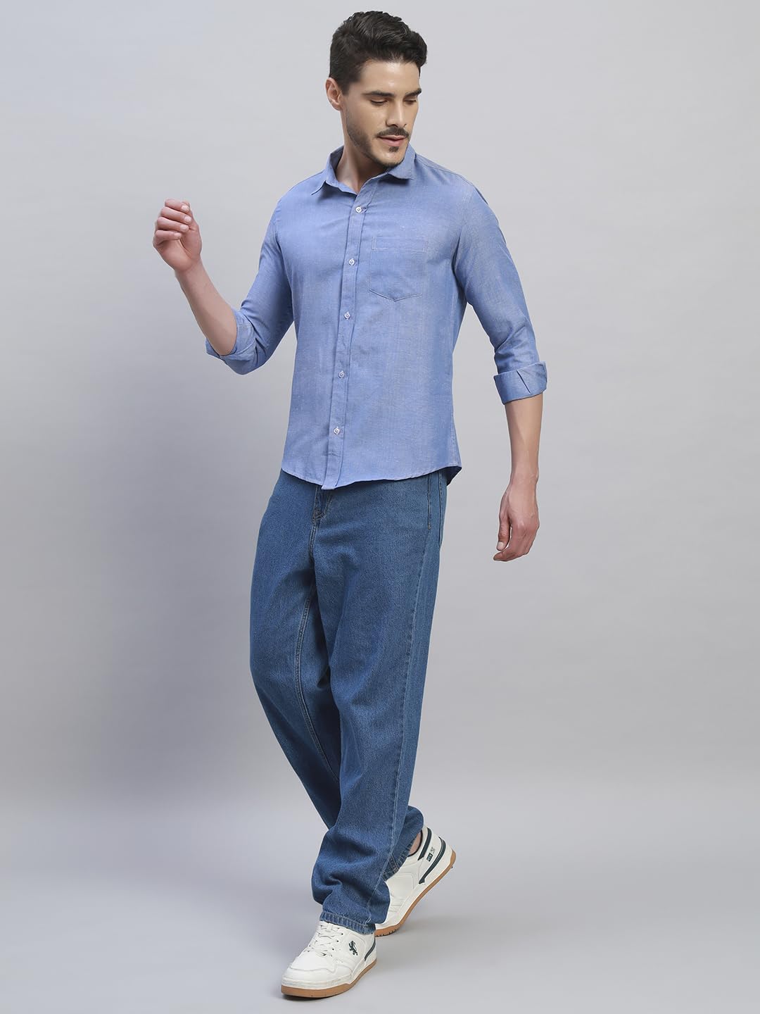 Men's Solid Cotton Shirt, Casual Plain Full Sleeve - Regular Fit Men Stylish Shirt Everyday Formal Wear