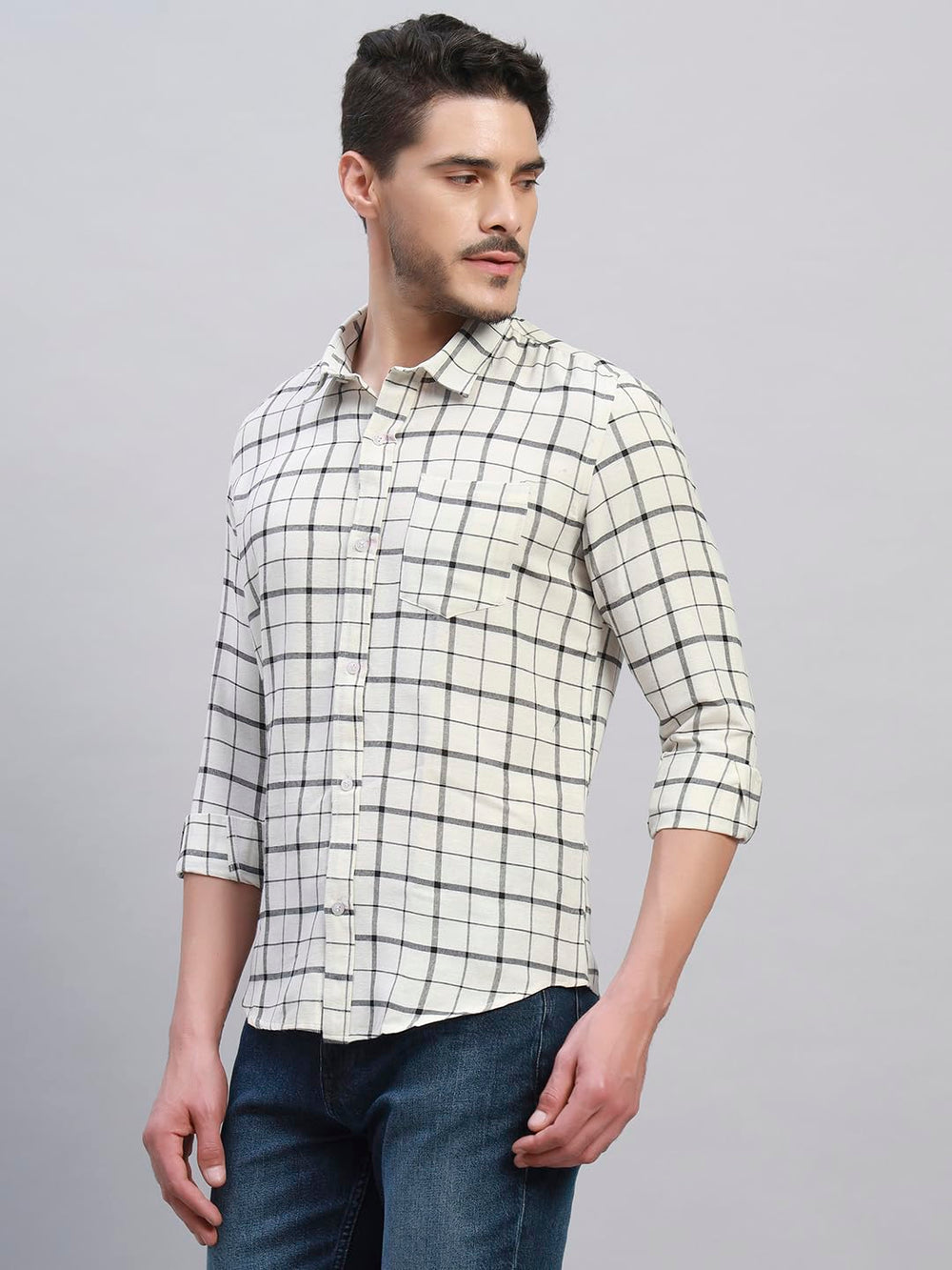 TRUEVINTO Men’s Cotton Checkered Full Sleeve Casual Shirt Regular Fit