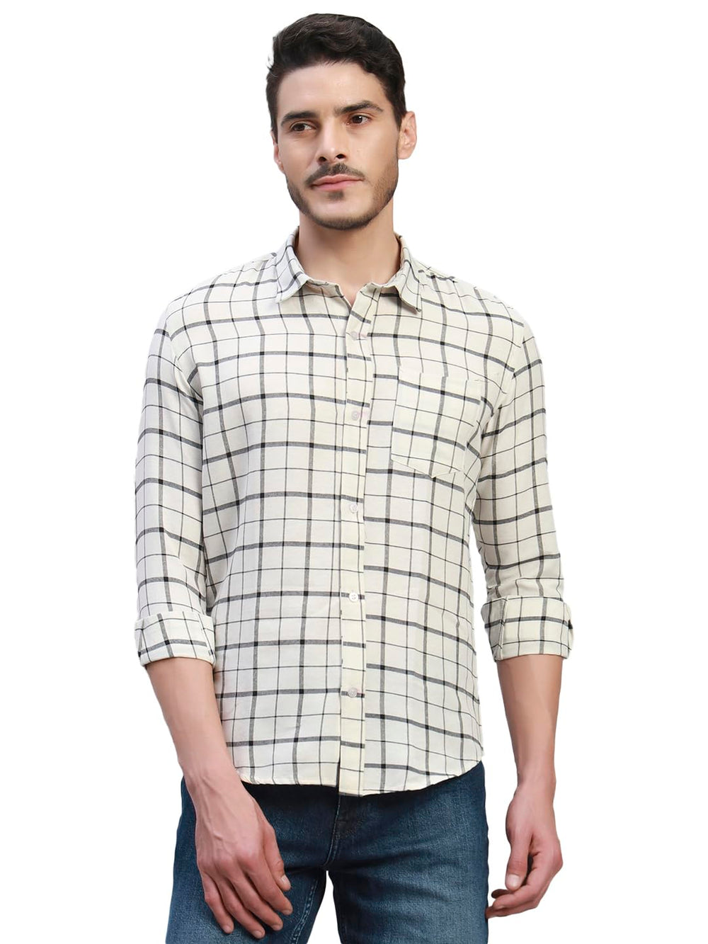 TRUEVINTO Men’s Cotton Checkered Full Sleeve Casual Shirt Regular Fit