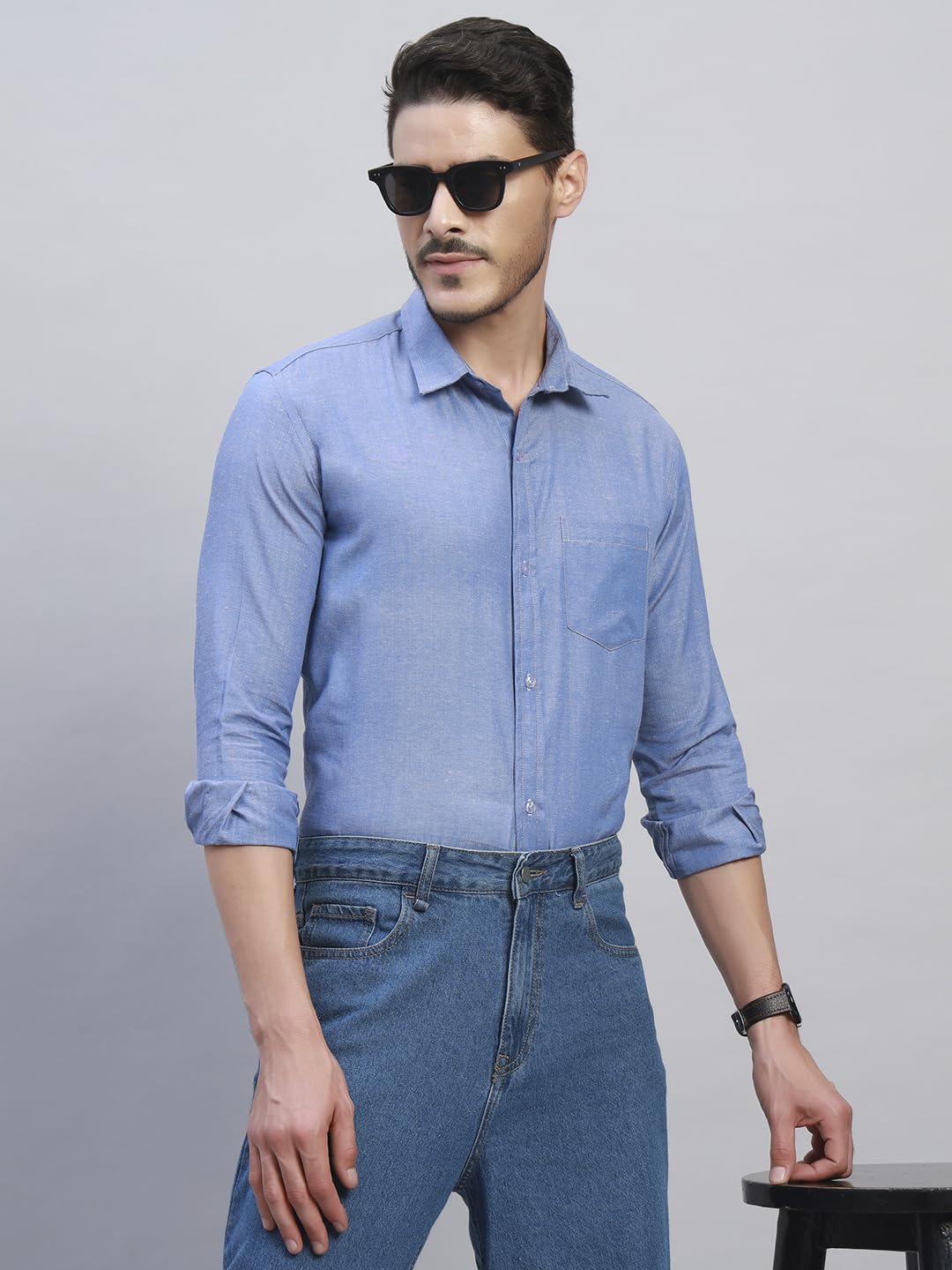 Men's Solid Cotton Shirt, Casual Plain Full Sleeve - Regular Fit Men Stylish Shirt Everyday Formal Wear