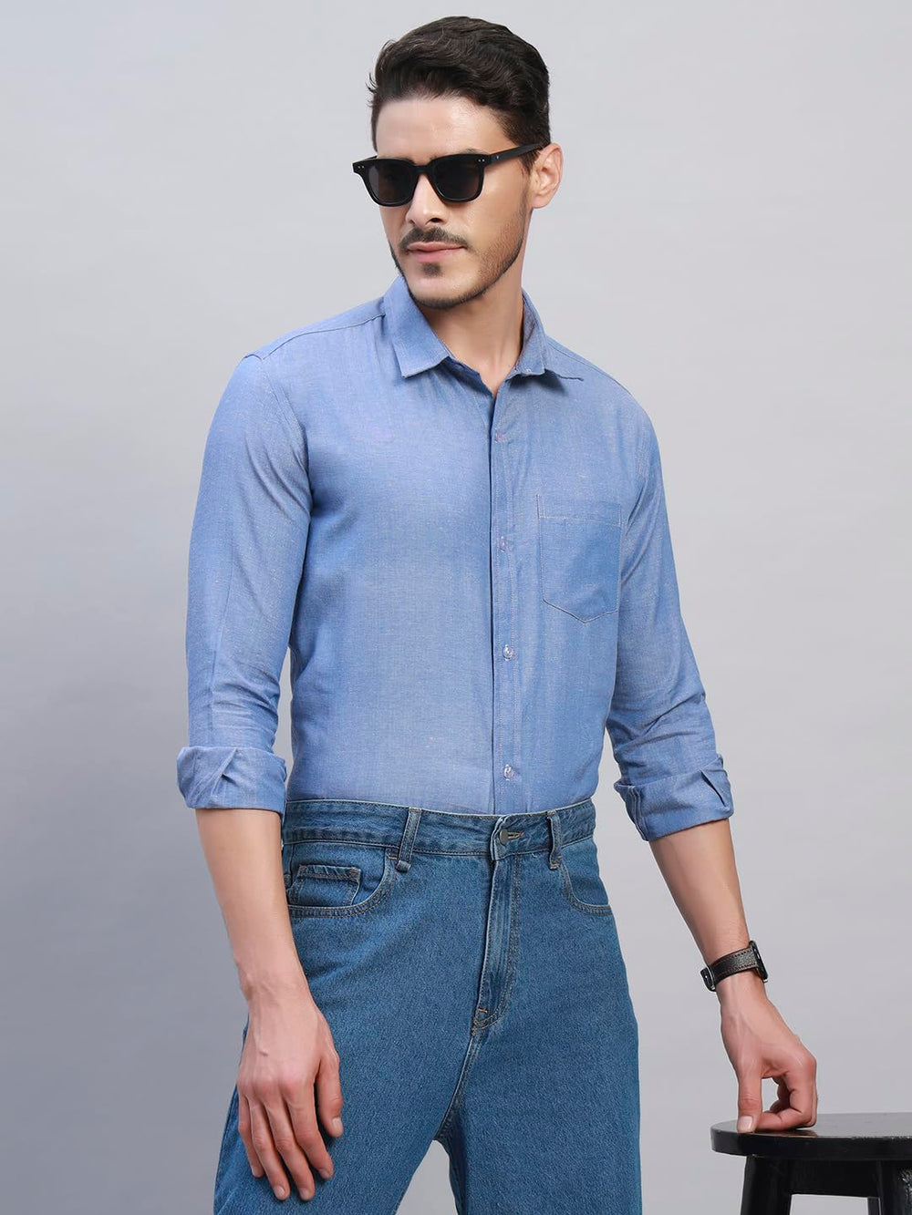 TRUEVINTO Men's Solid Cotton Shirt, Casual Plain Full Sleeve - Regular Fit Men Stylish Shirt Everyday Formal Wear