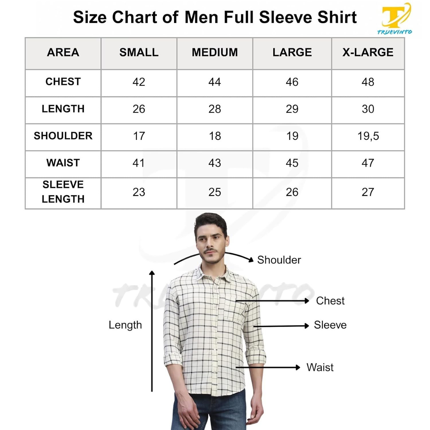 TRUEVINTO Men's Cotton Checkered Full Sleeve Casual Shirt Regular Fit