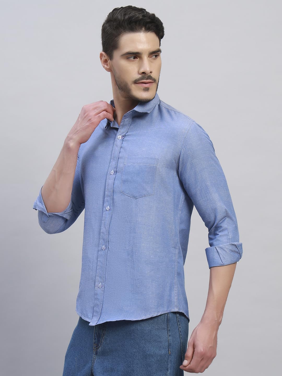 Men's Solid Cotton Shirt, Casual Plain Full Sleeve - Regular Fit Men Stylish Shirt Everyday Formal Wear