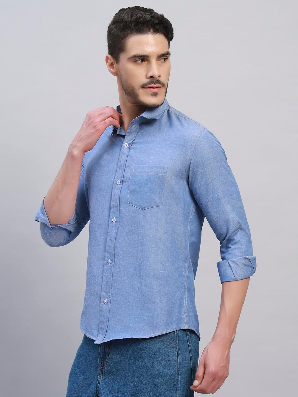 TRUEVINTO Men's Solid Cotton Shirt, Casual Plain Full Sleeve - Regular Fit Men Stylish Shirt Everyday Formal Wear