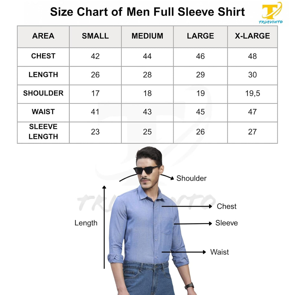 TRUEVINTO Men's Solid Cotton Shirt, Casual Plain Full Sleeve - Regular Fit Men Stylish Shirt Everyday Formal Wear