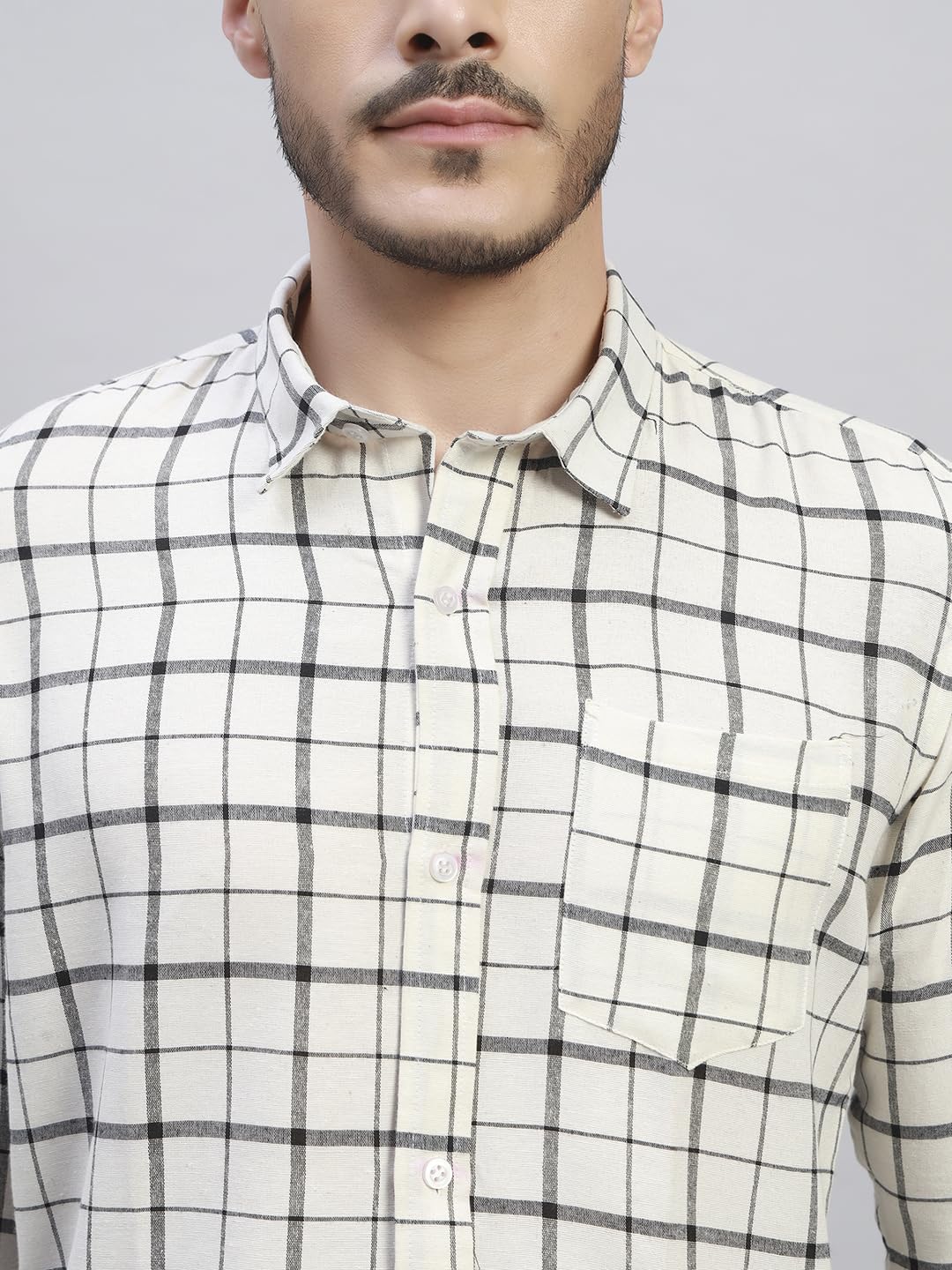 TRUEVINTO Men's Cotton Checkered Full Sleeve Casual Shirt Regular Fit