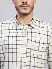 TRUEVINTO Men's Cotton Checkered Full Sleeve Casual Shirt Regular Fit